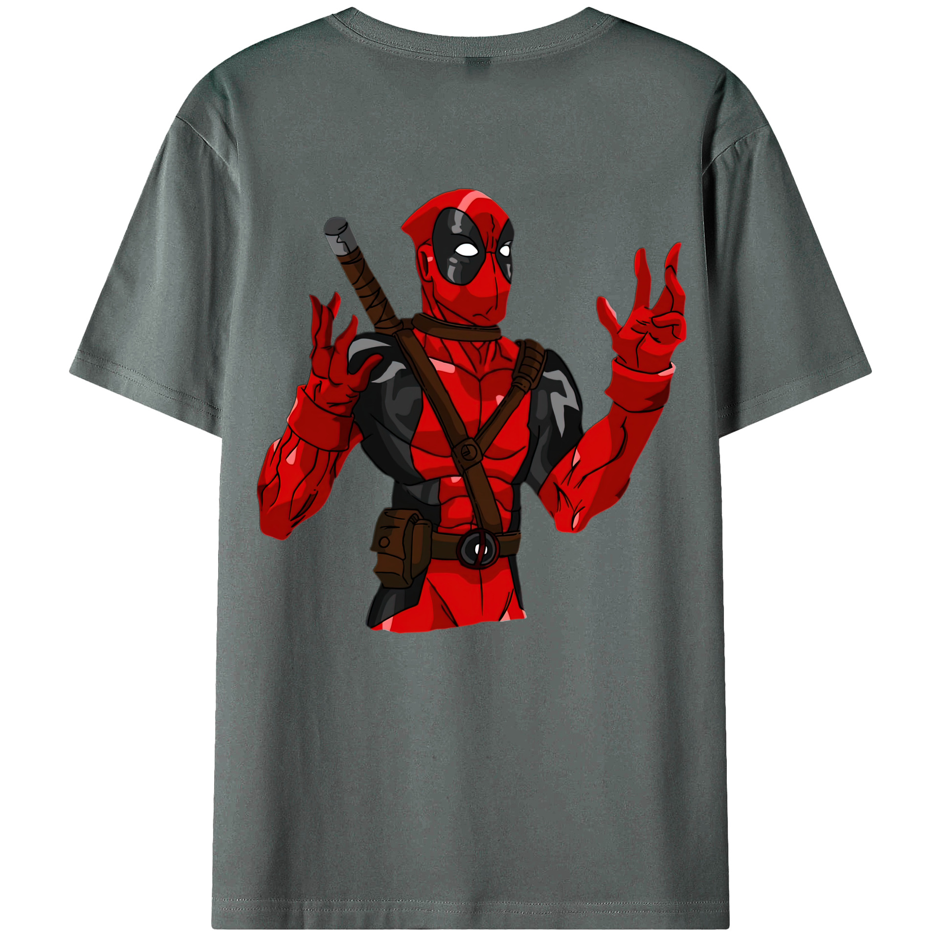 （画像用） Deadpool デッドプール 綿100％ メンズ半袖Tシャツ（バックプリント） 通気性